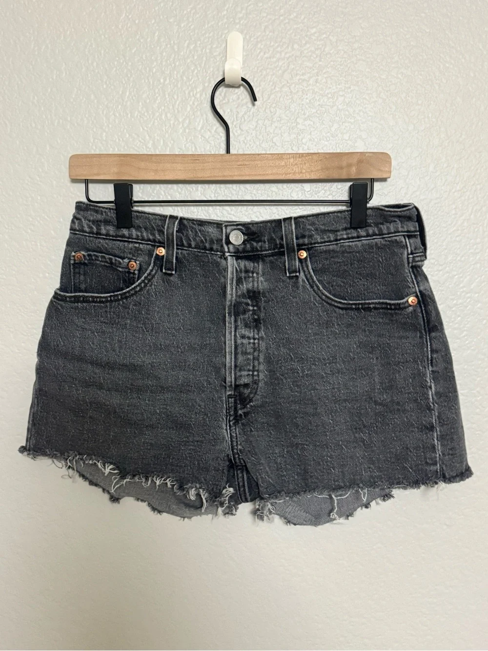 Levi's Black Washed Denim Cutoff Shorts
